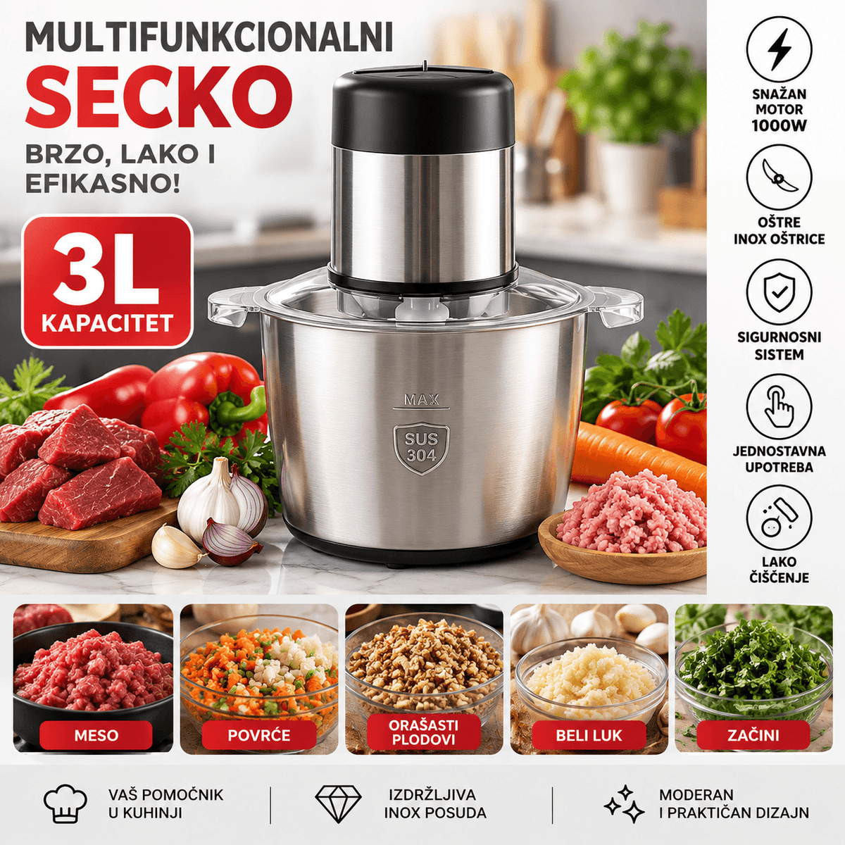 Multifunkcionalni električni secko – 3L