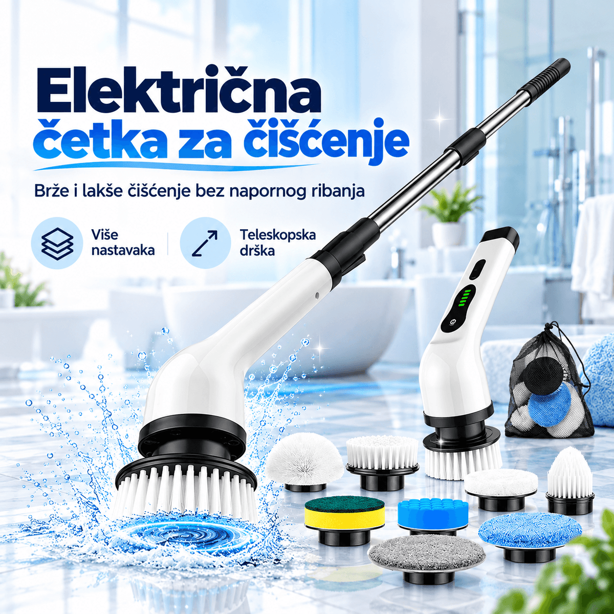 9 u 1 Električna Rotirajuća Četka za Čišćenje