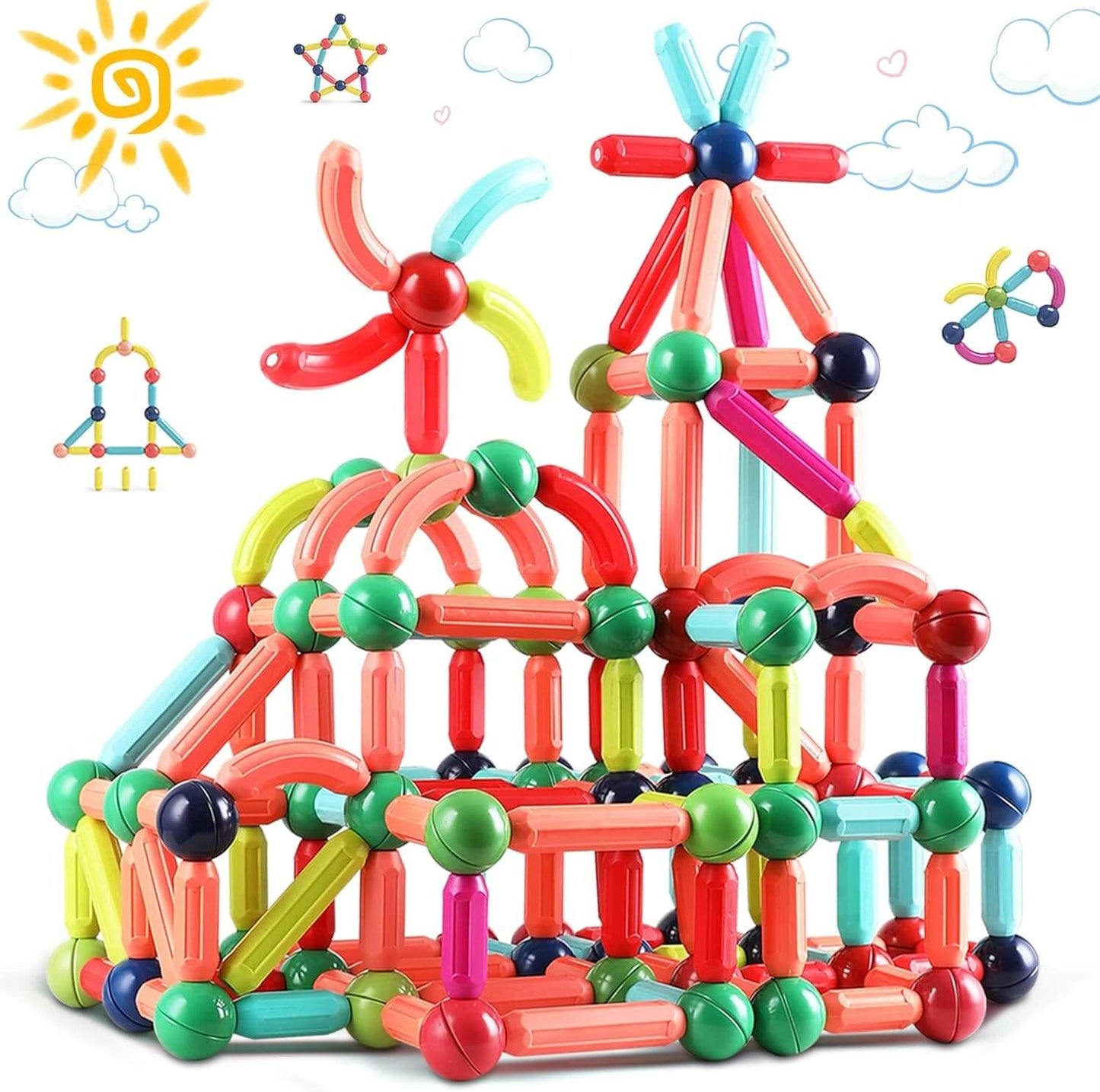 Magnetni set štapića i kugli - 64 Delova