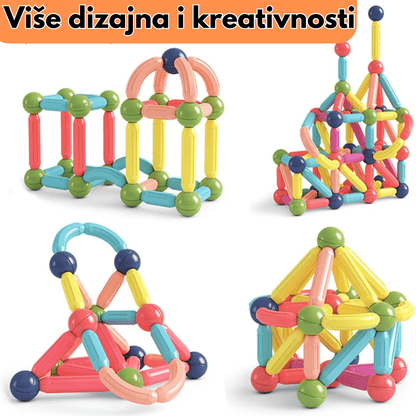 Magnetni set štapića i kugli - 64 Delova