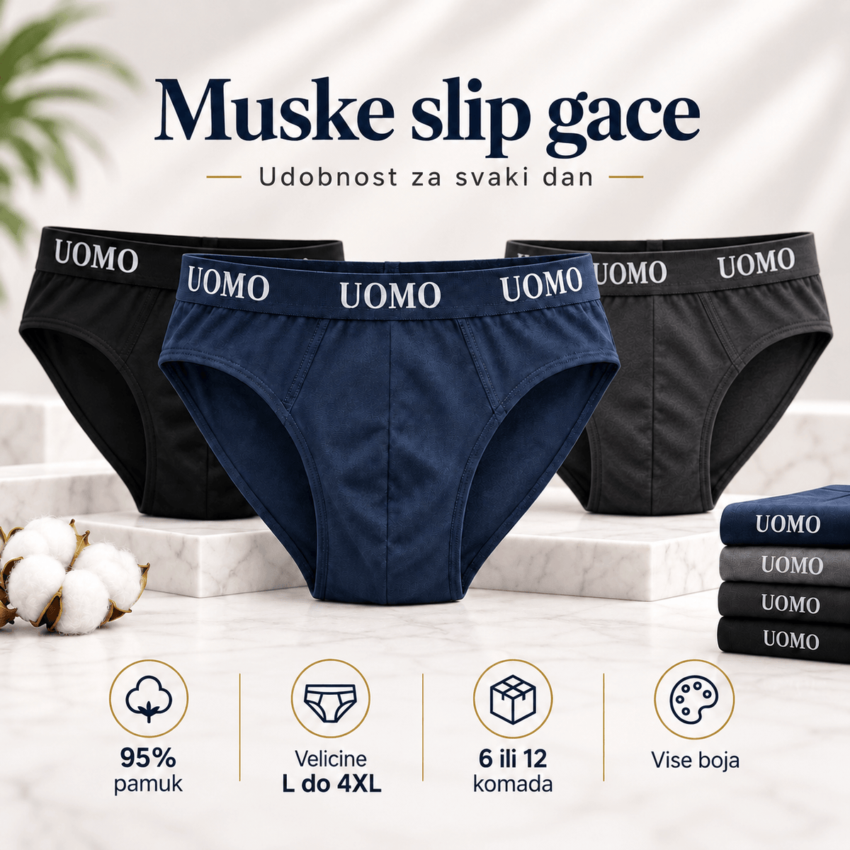 Muške slip gaće – paket 6 ili 12 komada